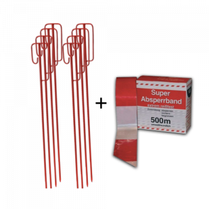 Absperrset (6x Absperrleinenhalter & Absperrband 500m)